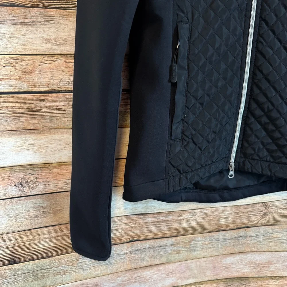 Harcour Techline Equestrian Black Quilted Hooded Zip Up Jacket Size Small